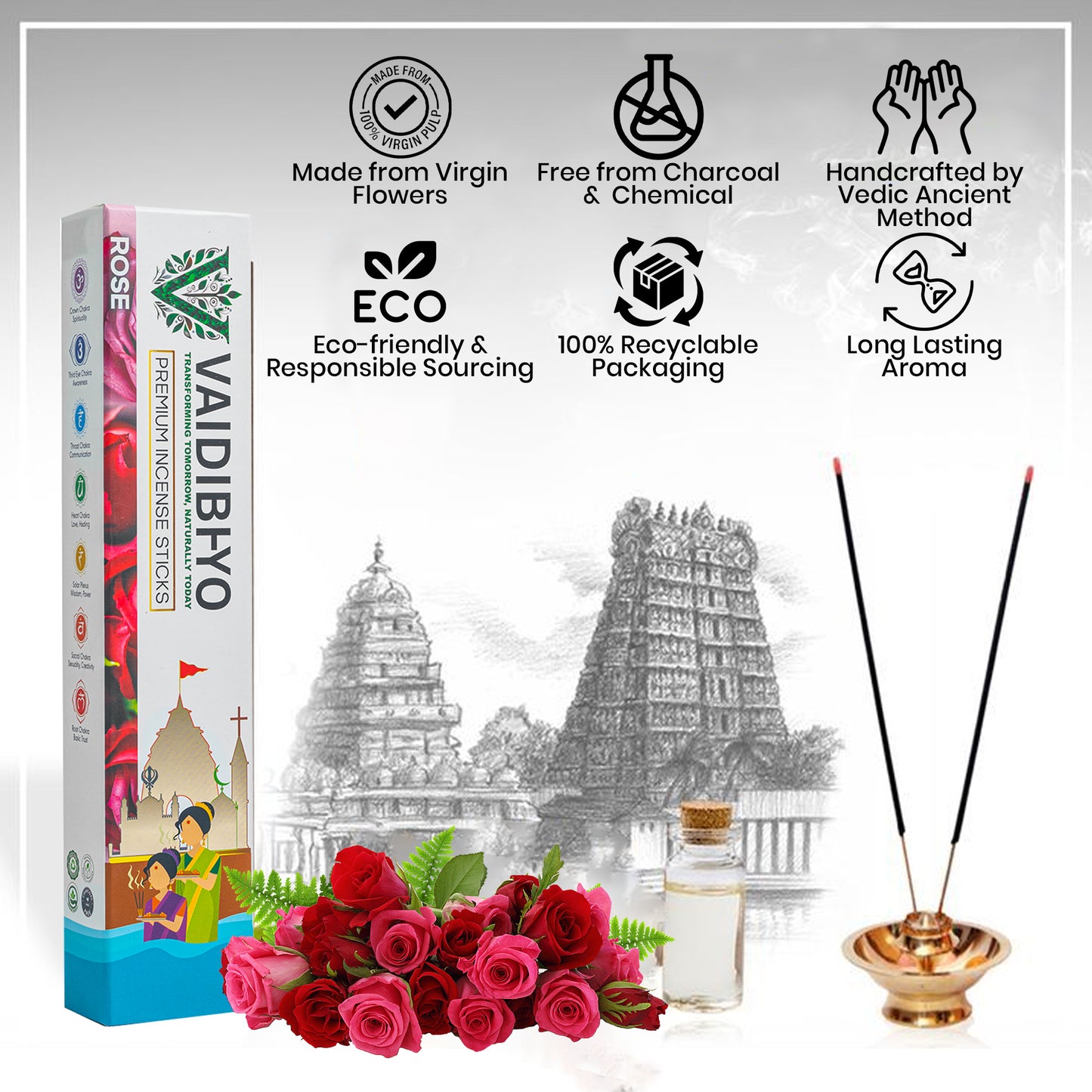 Rose Incense Sticks Economy Pack