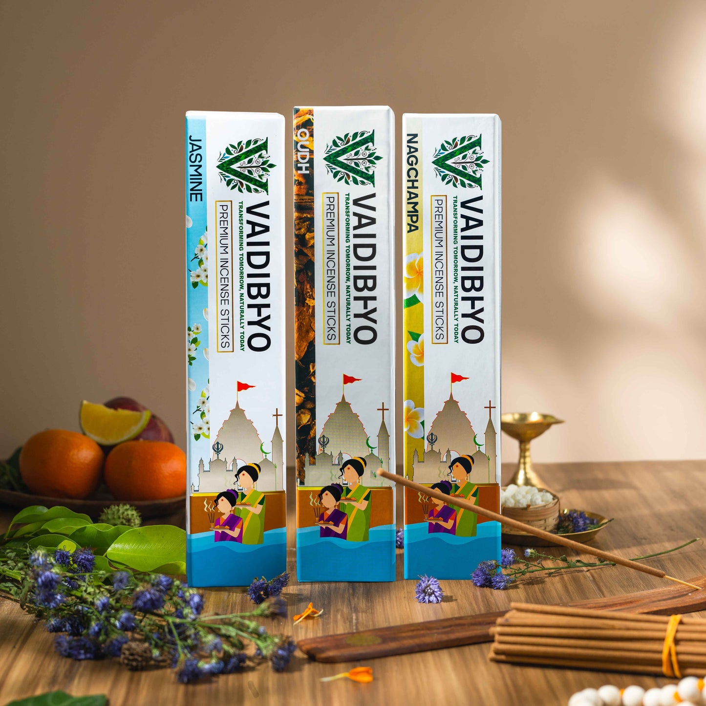 Jasmine/Oudh/Nagchampa Incense Sticks Pack of 3