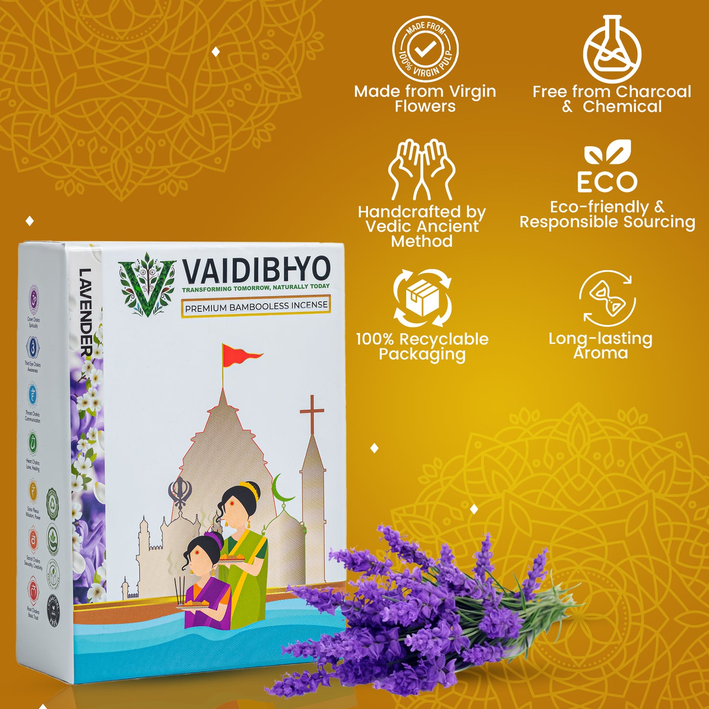 Nagchampa/Lavender/Sandalwood Bambooless Pack of 3