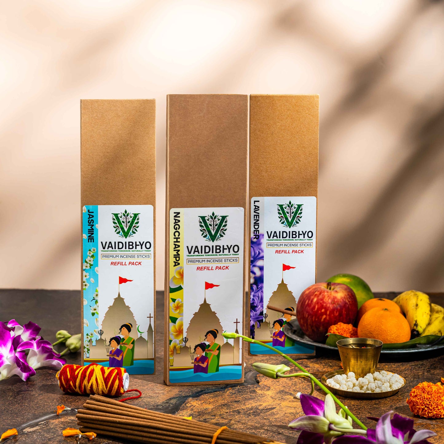 Nagchampa/Lavender/Jasmine Refill Pack of 3