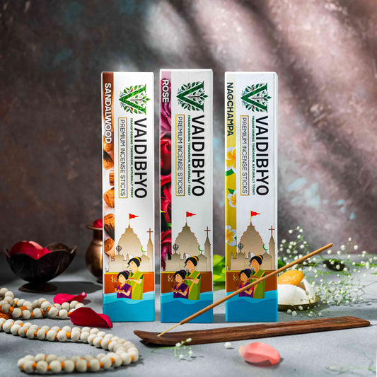 Rose/Sandalwood/Nagchampa Incense Sticks Pack of 3