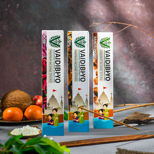 Rose/Oudh/Sandalwood Incense Sticks Pack of 3