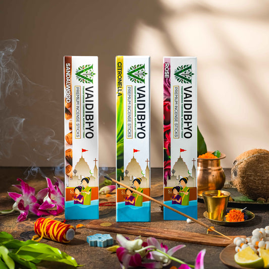 Rose/Sandalwood/Citronella Incense Sticks Pack of 3
