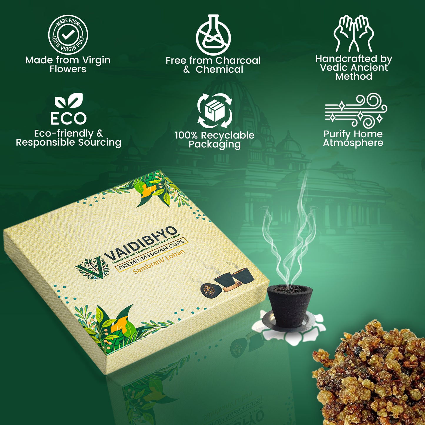 Loban/Dhuna Havan Cup Pack of 2