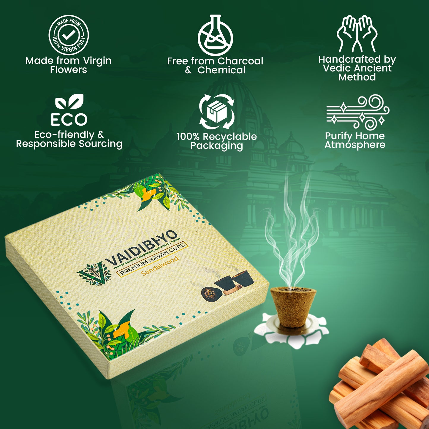 Sandalwood/Loban Havan Cup Pack of 2